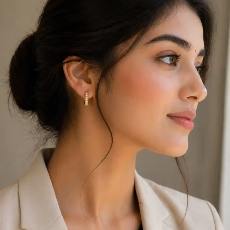 Elegant Crystal Huggie Hoop Earrings for Girl's & Women's